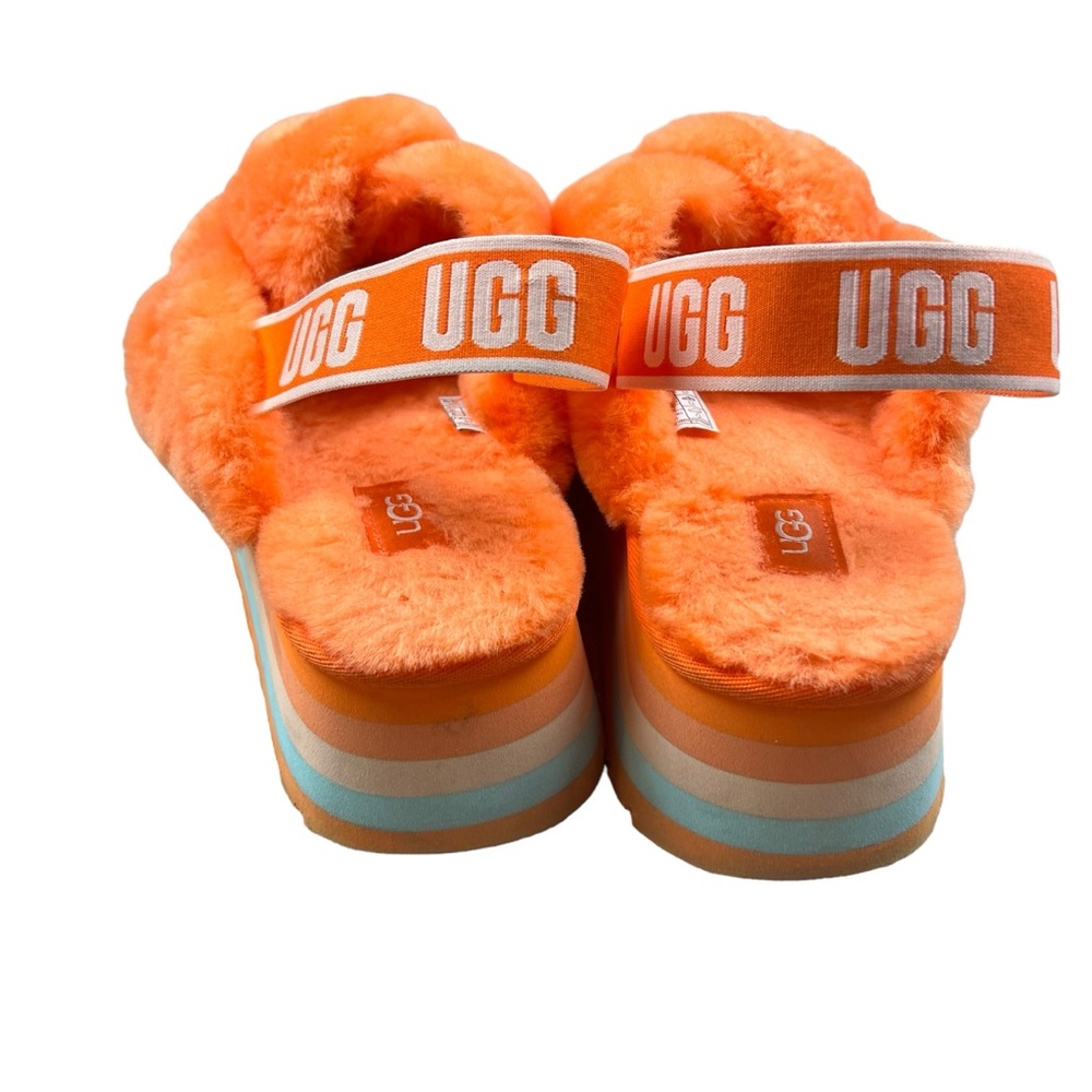 UGG Disco Knot Slide in Mandarin women’s fuzzy platform sandals SZ 8 - Picture 3 of 9